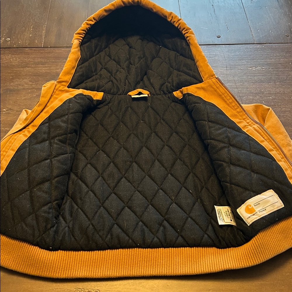 Carhartt Brown Canvas Insulated Hooded Jacket - Picture 3 of 7